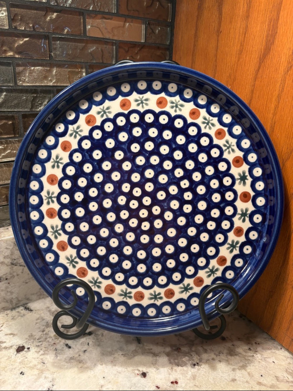 Blue Patterned Ceramic Serving Plate